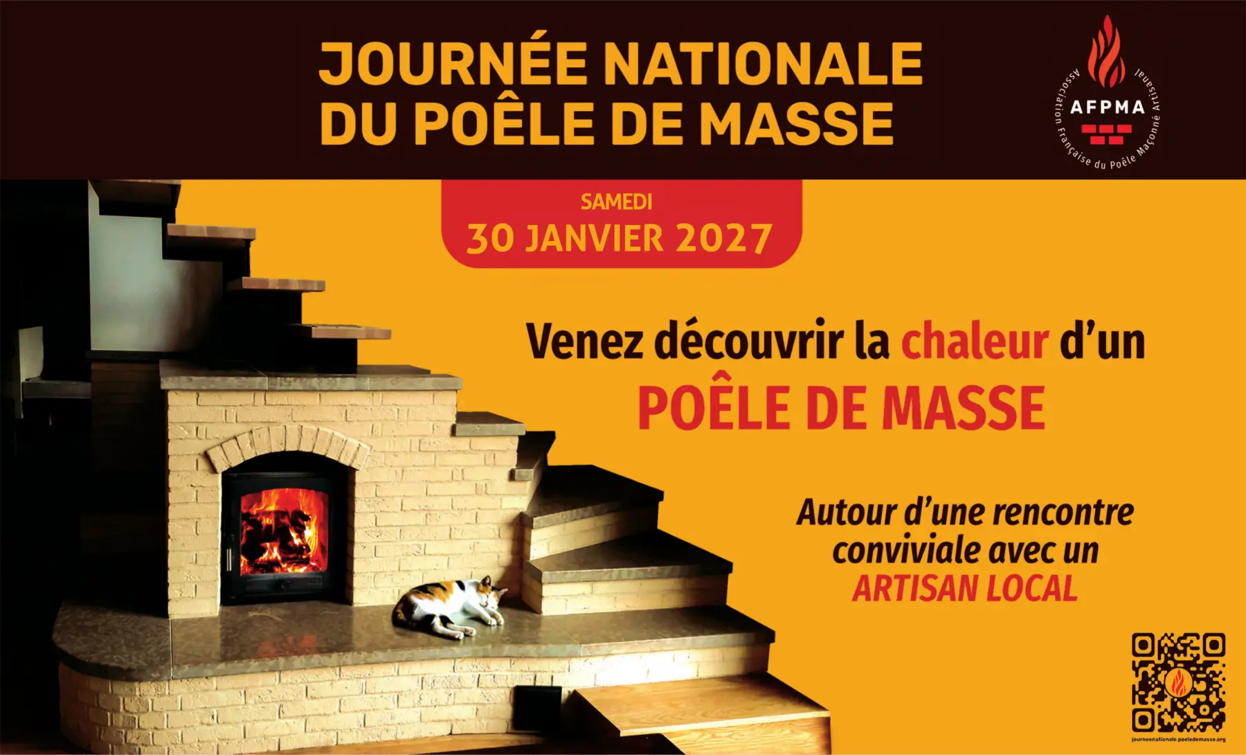 Affiche de la journée nationale du poêle de masse, samedi 30 janvier 2027